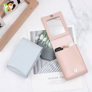 Personalized PU Leather Portable Lipstick Bag Mirror Magnetic Closure Travel Organizer Custom Logo Compact <b>Lip</b> <b>Gloss</b> Pouch Bag - Product Image 2