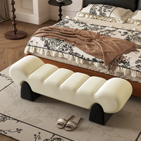 Banc ottoman de luxe italien en flanelle, tabouret léger pour chambre à coucher, salon, entrée, tabouret à chaussures