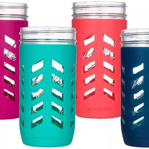 Manchon de protection en silicone pour bouteille de café promotionnelle, compatible avec les bocaux à large ouverture de 24 oz, pour bocaux Mason - Product Image 1