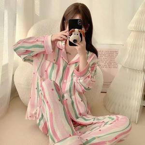 Kadın sahte ipek sonbahar uzun kollu hırka pijama seti zarif rahat hızlı kuru nefes eğlence ev konfor - Product Image 5