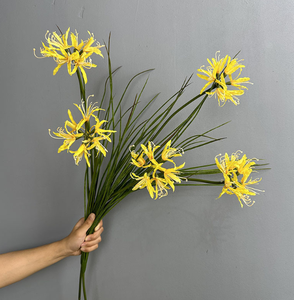 بيع بالجملة زنبق عنكبوت حرير صناعي أبيض بأوراق شجر - Product Image 4