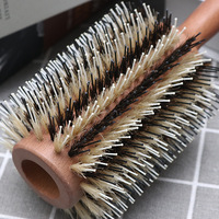 Brosse à cheveux bouclés personnalisée en bois de hêtre, brosse de coiffage en forme de baril, peigne roulant pour séchage à l'air chaud, lissage, bouclage, coupe de cheveux, faible MOQ