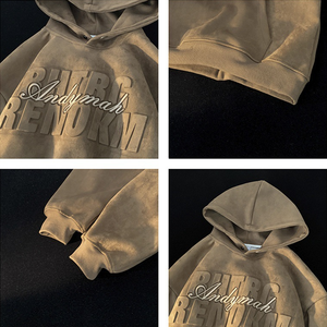 BOTTCOOLA <span class=keywords><strong>Felpa</strong></span> con Cappuccio da <span class=keywords><strong>Uomo</strong></span> Oversize in Pile Traspirante con Grafica 3D Vintage, Pullover da Tempo Libero e <span class=keywords><strong>Streetwear</strong></span> all'Ingrosso - Product Image 3