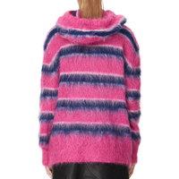 Hoodie en mohair rayé de luxe sur mesure pour femmes et hommes, pull en mohair tricoté épais, sweat à capuche moelleux unisexe