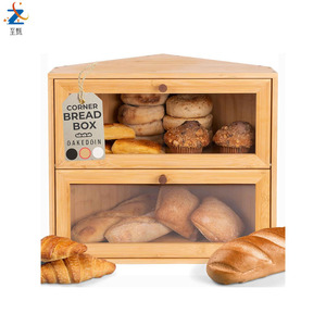 กล่องขนมปังไม้ไผ่ To Zhen พร้อมประตูใส สำหรับเก็บขนมปังและของว่างในครัว - Product Image 3