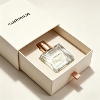 Boîte à parfum blanche de luxe avec logo personnalisé, finition mate, en carton rigide, avec tiroir et ruban de tirage pour l'emballage de parfums