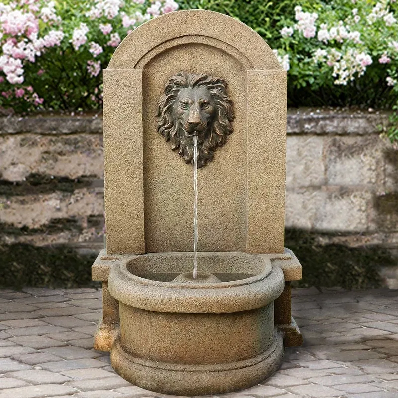 Fuente de pared de cascada de travertino Beige antiguo de alta calidad para decoración de parques