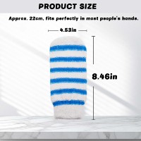 Gant de bain exfoliant en nylon rayé bleu et blanc, gant de douche texturé pour le corps, gant de bain réutilisable avec boîte personnalisée