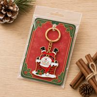 Porte-clés en émail souple Père Noël amusant bloqué dans la cheminée, plaqué or, porte-clés de Noël, porte-clés ornement personnalisé, cadeaux en gros