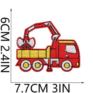 어린이 의류 장식용 자수 천 스티커 엔지니어링 카 패치 귀여운 굴착기 트럭 컴퓨터 자수 로고 - Product Image 4