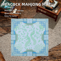 Tapis de Mahjong Chinoiserie Paon - Housse de Table Pliable, Portable, Moderne, Luxe, Antidérapante et Anti-bruit pour Mahjong Américain