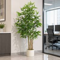 Plante en pot artificielle en bambou élégante et réaliste pour la décoration intérieure d'hôtels, de salons et d'espaces orientaux