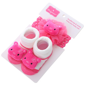 कपास बच्चे मोज़े लड़की बच्चा प्यारा मोजे + धनुष लोचदार गद्देदार हेडबैंड शिशु पर्ची tabi मोजे - Product Image 4