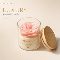 Lilin Aroma Bunga Kustom dari Lilin Kedelai dalam Stoples Kaca dengan Tutup Kayu untuk Dekorasi Rumah, Hadiah Pernikahan, Spa, Butik, Label Pribadi, OEM