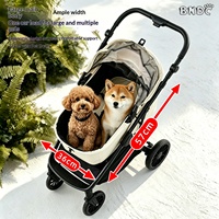 Poussette pour animaux de compagnie pliable automatique à gravité, à une touche, pour chien de taille moyenne, avec frein double à une pédale
