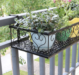 <span class=keywords><strong>Jardinière</strong></span> rectangulaire en métal noir à suspendre, pot <span class=keywords><strong>de</strong></span> fleurs en fer avec crochets <span class=keywords><strong>pour</strong></span> balcon et jardin extérieur - Product Image 3