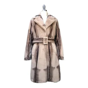 Long Length New Night Gown Style Designer Coats Mink Fur Overcoat With Belt For Women Lady Girl