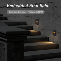 Lámpara LED de 3W, impermeable, de aluminio, redonda, para escaleras exteriores, pasillos, paredes y esquinas, 90 °   Lámpara de Escalera Negra