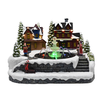 Fontaine de village de Noël en résine écologique peinte à la main avec lumières LED et tour d'eau pour la décoration de la maison en période des fêtes