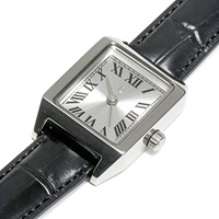 Montre minimaliste carrée en acier inoxydable Rebirth 002, bracelet en cuir PU original, montre à quartz pour homme d'affaires, bracelet assorti pour femme