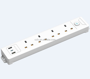White Electric Extension Lead 5 Gang 2 Metre <strong>UK</strong> Plug 3 Pin <strong>Socket</strong> Outlet Wall Mountable Multi <strong>Socket</strong> - Product Image 2