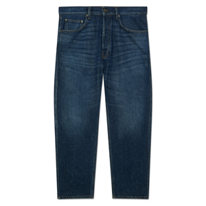 Jeans Casual a Gamba Affusolata in Denim Elasticizzato Scuro 11.5oz Cotone Cinque Tasche Chiusura a Bottoni Orlo 17.5cm - Product Image 1