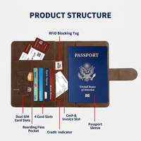 Étui de passeport magnétique en gros en cuir PU de qualité supérieure, organiseur de documents de voyage avec emplacements pour cartes SIM et fente pour carte d'embarquement