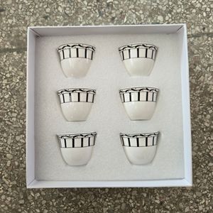 D Black Line <b>Espresso</b> Teacup 6-piece Gift <b>Set</b> Ceramic Vintage Hot Sale Personality <b>Cup</b> - Product Image 2