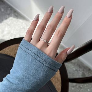 Dylam Personalized <b>Statement</b> Design 925 Sterling <b>Silver</b> Rhodium Plated Twisted Double Layer Beaded Geometric Open Jewelry <b>Rings</b> - Product Image 3