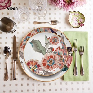 YIFAN Tableware New Arrival Flower <b>Plate</b> Bone China Dinnerware Set Good Quality <b>Ceramic</b> Dinner <b>Plate</b> - Product Image 3