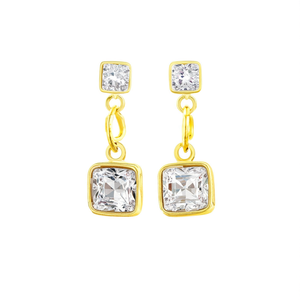 Pendientes de Cristal con Baño de Oro, Acero Inoxidable 316L, Colgante Cuadrado, Joyería - Product Image 2