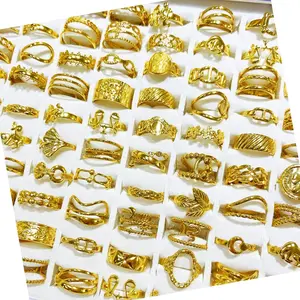 1 ק""ג חלול אופנה מתכוונן טבעת חכמה עמידה למים סיטונאי פלדה מצופה זהב נירוסטה בתפזורת נשים טבעת נירוסטה