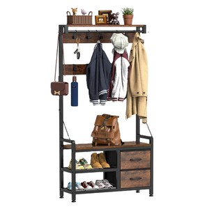 Perchero de pie transfronterizo con almacenamiento, perchero sencillo para el hogar, zapatero multifuncional para entrada, perchero. - Product Image 5