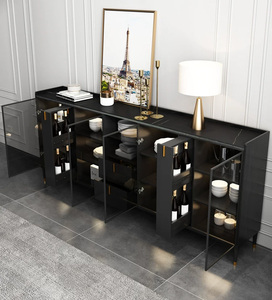 Home Furniture <strong>Black</strong> Wooden Living Room <strong>Sideboard</strong> Modern Pull Out Organizer Kitchen <strong>Cabinets</strong> With Drawers - Product Image 3
