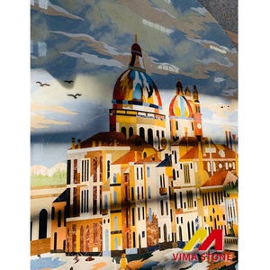 Custom high end di lusso in marmo naturale di pietra a getto d'acqua medaglione venezia intarsio modello di design per parete decorativo sfondo pannello - Product Image 4