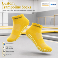 Chaussettes de trampoline personnalisées en gros, respirantes, en maille éponge, antidérapantes en silicone, pour adultes et jeunes