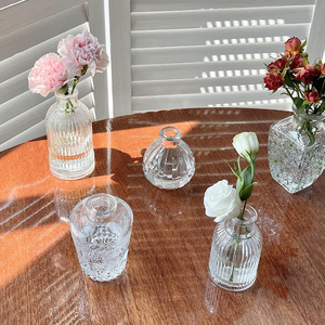 Petit rond clair vide huile aromatique huile essentielle parfum roseau diffuseur bouteille en verre pour la décoration de la maison <span class=keywords><strong>Vase</strong></span> à fleurs en verre - Product Image 2