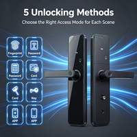 Cerradura Inteligente para Puerta con Huella Dactilar LangYeao, Biométrica, 5 en 1, Entrada sin Llave, Control Remoto por Aplicación, Contraseña Temporal, Wi-Fi/Zigbee/Matter