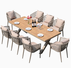Set di Mobili <span class=keywords><strong>da</strong></span> Pranzo per Esterni di Grado Professionale, 7 Pezzi, Moderno e Confortevole, Tavolo Allungabile in Alluminio Antiruggine per Soggiorno - Product Image 6