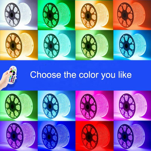 ไฟ LED แบบม้วน 5050 RGB 110V 220V จำนวน 60 หลอด/เมตร ความยาว 100 เมตร แบบยืดหยุ่น กันน้ำ พร้อมรีโมทคอนโทรล สำหรับตกแต่งภายนอกอาคาร ขายส่ง - Product Image 4