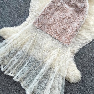 Robe en dentelle élégante et romantique à manches courtes et taille haute pour femme, style français - Product Image 5