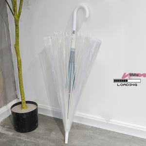 Grand <span class=keywords><strong>parapluie</strong></span> automatique pour femme 16 os <span class=keywords><strong>Transparent</strong></span> Cyber Red 8K côtes couleur unie longue poignée Double pliage moderne - Product Image 6