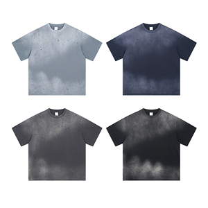 Moda suelta logotipo personalizado lavado ácido 100% algodón Unisex Casual transpirable Camisetas cuello redondo Vintage de gran tamaño - Product Image 2