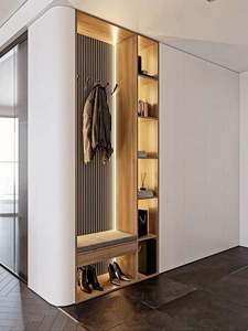 Armoire à chaussures en bois de style moderne personnalisée avec porte en verre, meuble de rangement pour le salon - Product Image 2