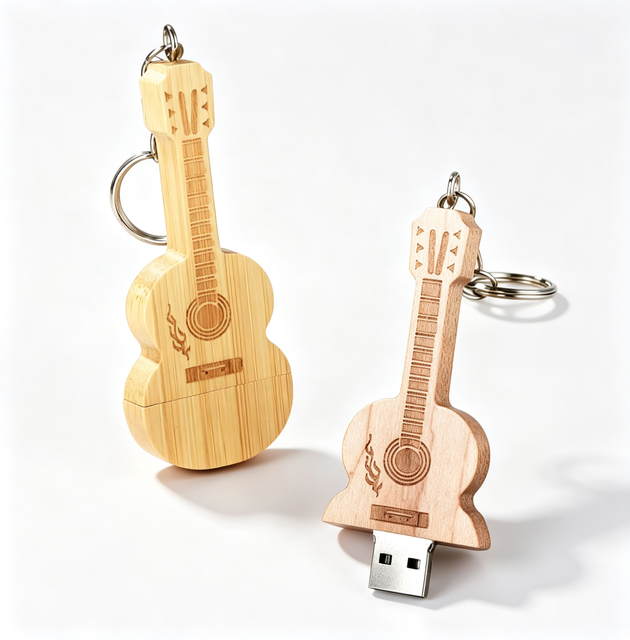 New ECO Wooden Guitar Shape USB Flash Drive USB 2.0 4GB-128GB Custom Logo Creative Music Gift Pendrive Memory Stick