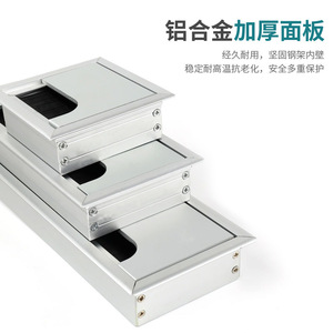 Caja rectangular para cables de aleación de aluminio Resonance con cepillo para gestión de cables de escritorio, ancho de 80/100/120 mm - Product Image 5