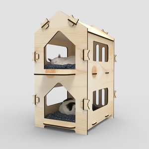XIANGLONG Universel Grand Quatre Saisons Bois Villa Animal À Motifs Chat Maison pour Chaton <span class=keywords><strong>Cage</strong></span> et Nid Pet Meubles - Product Image 1