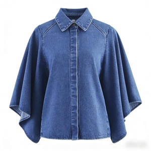 AeeDenim Camicetta <span class=keywords><strong>Chic</strong></span> Vintage da <span class=keywords><strong>Donna</strong></span> a Maniche Lunghe con Ricami, Top Casual in Denim Ecologico - Product Image 4