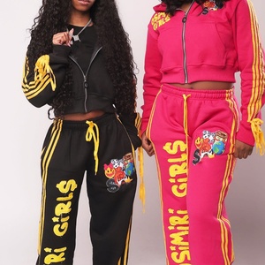 Women Streetwear Casual Tracksuit <b>Set</b> Custom Two Piece Jogging Distressed Patch Hoodie <b>Set</b> and <b>Sweatpants</b> <b>Set</b> Sweatsuit Women - Product Image 3