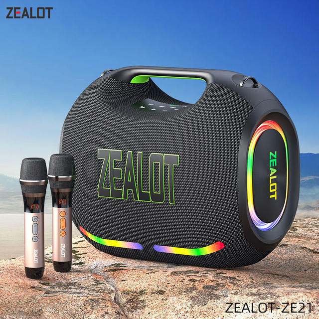 Wireless Speaker Microphone Zealot ZE21 250W Portable RGB LED 48000mAh Battery Power Bank Outdoor Karaoke for 5.3 Computer